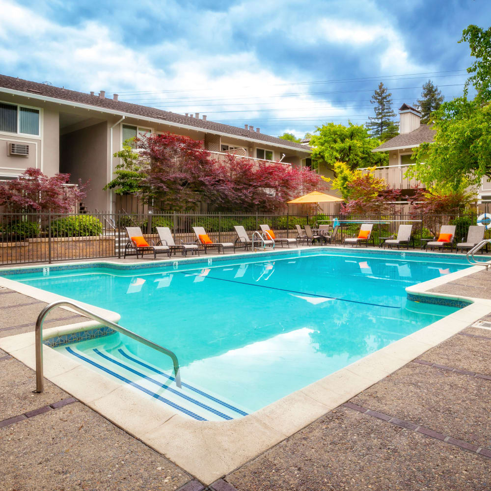 Beautiful pool at Greendale Apartments in Mountain View, California