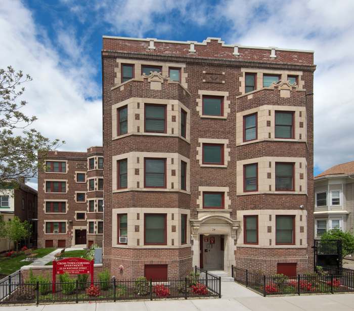 Apartment buildings at Cross Town Corners in Springfield, Massachusetts