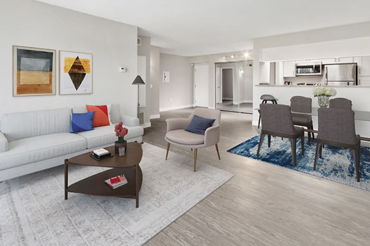 Apartment with wood-style flooring at Amanda Regency Apartments, Van Nuys, California