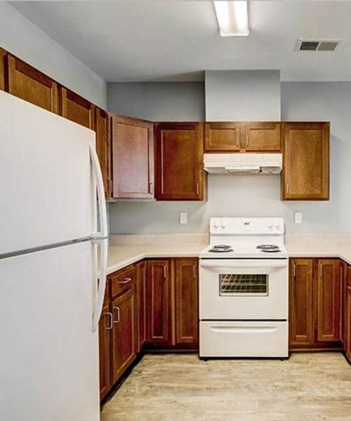 Fully equipped kitchen at 300 North Apartments in Baltimore, Maryland