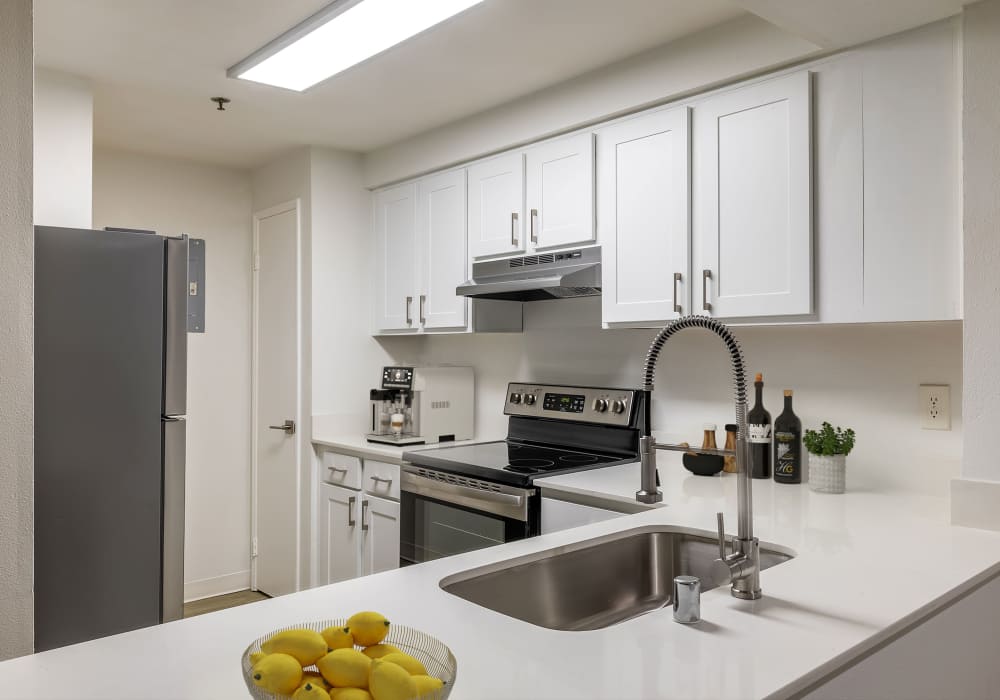 Kitchen with ample space for cooking at The Docks at Redmond Lakeview in Redmond, Washington