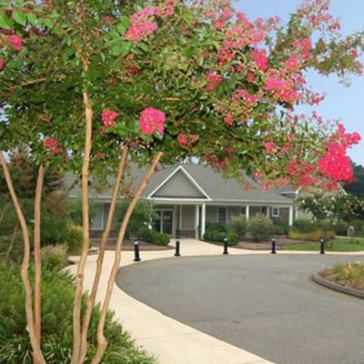 Exterior view of the clubhouse at Challenger Estates in Patuxent River, Maryland