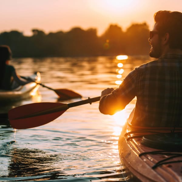 Kayaking at sunset at The Preserve at Greenway Park in Casper, Wyoming