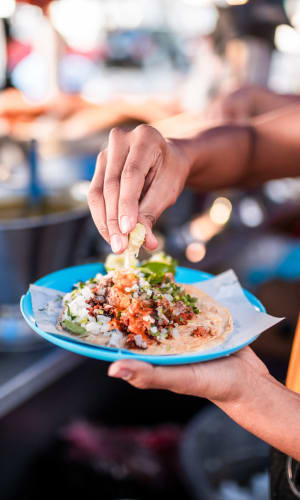 Resident enjoying some tacos at a restaurant near Buffalo Ridge in Princeton, Texas