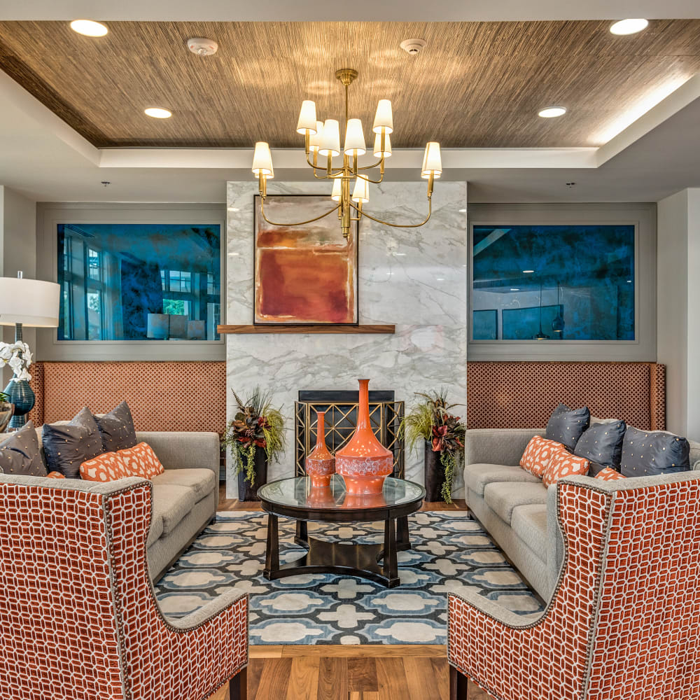Lounge seating area at Anthology of Clayton View in Saint Louis, Missouri