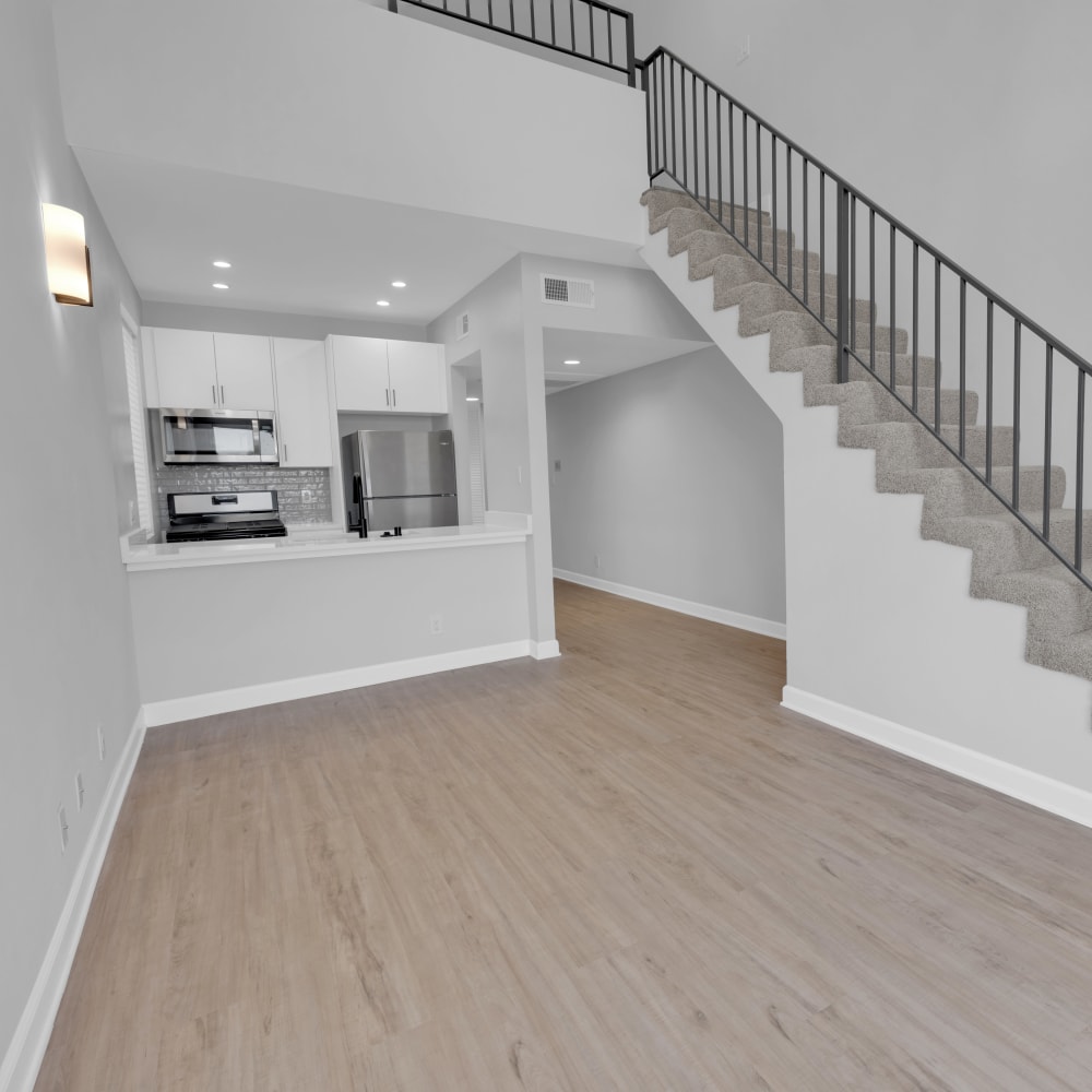 Spacious apartment with wood-style flooring at The Tower at Hollywood Hills, Los Angeles, California