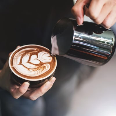 Latte art at a nearby restaurant at The Villas at Woodland Hills in Woodland Hills, California