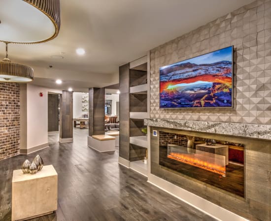 Gas fireplace in Clubhouse at Alta at Jonquil in Smyrna