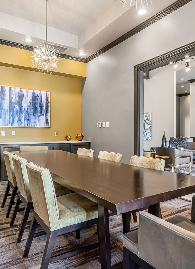 Kitchenette and breakfast bar in clubhouse at Marquis at Stonebriar in Frisco, Texas