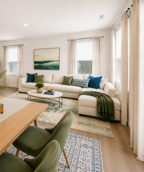 Living room with windows at Brixin Sonora in Fort Wayne, Indiana