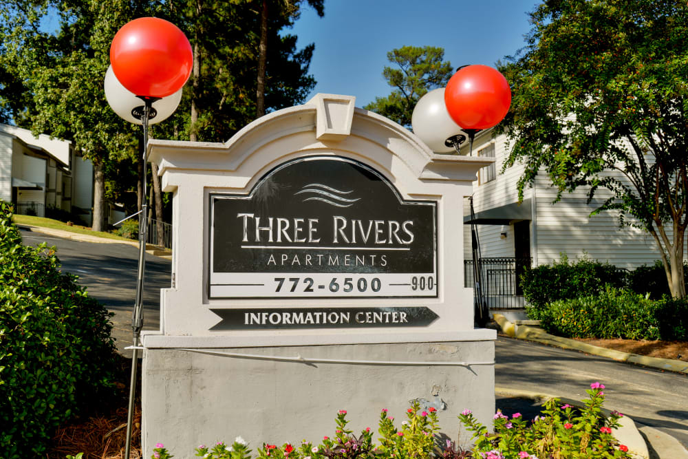 Welcome center sign at Three Rivers in Columbia, South Carolina