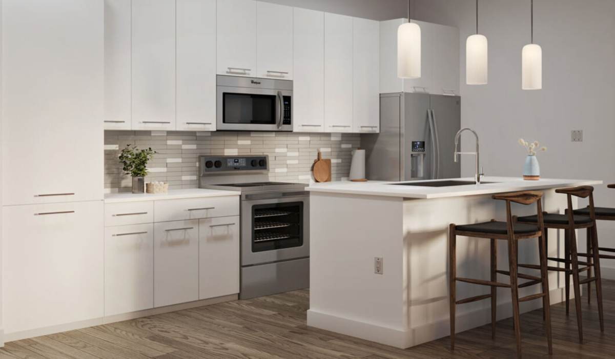 Stainless-steel appliances at Potranco Commons in San Antonio, Texas