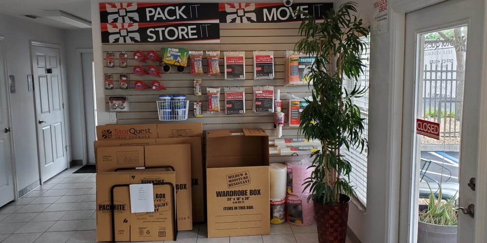 Packing supplies available at StorQuest Self Storage in Clearwater, Florida