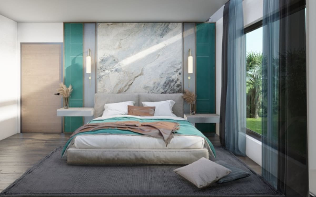Model bedroom at The Residences at Patapsco in Ellicott City, Maryland 