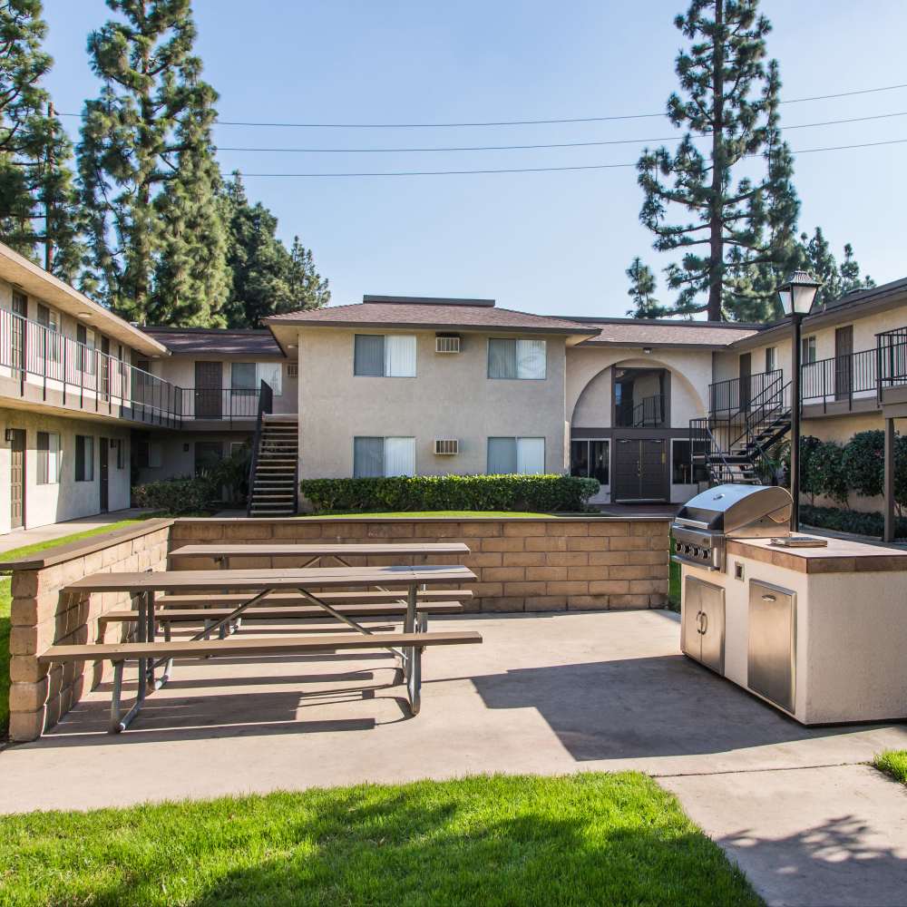 Outdoor grilling area at Orange Grove in Garden Grove, California