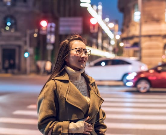 Woman enjoying the downtown nightlife of Raleigh