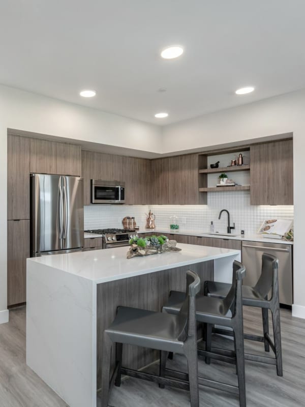 Chic kitchen area in a home at Prado West in Dana Point, California