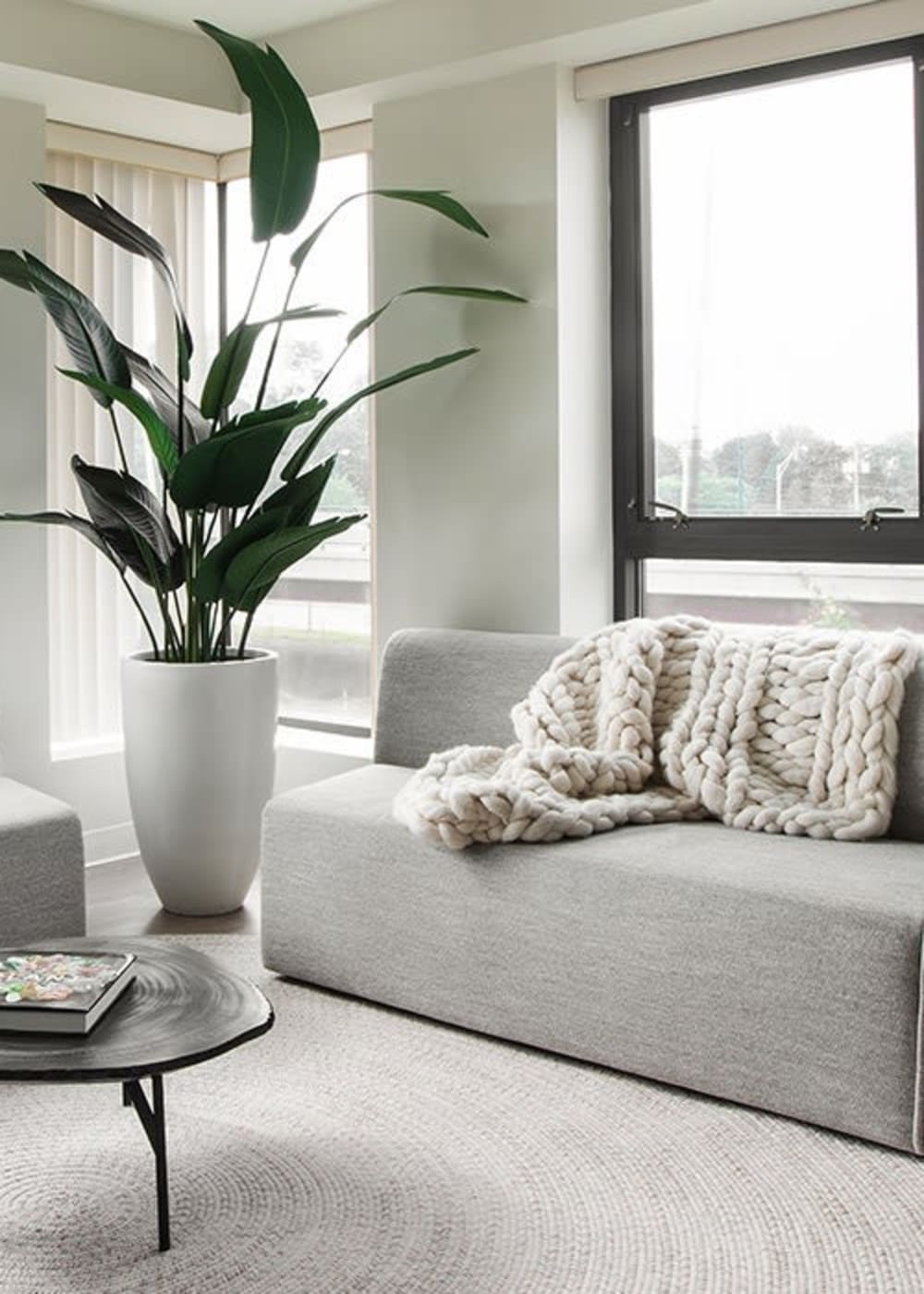 Living room at Neponset Landing in Quincy, Massachusetts