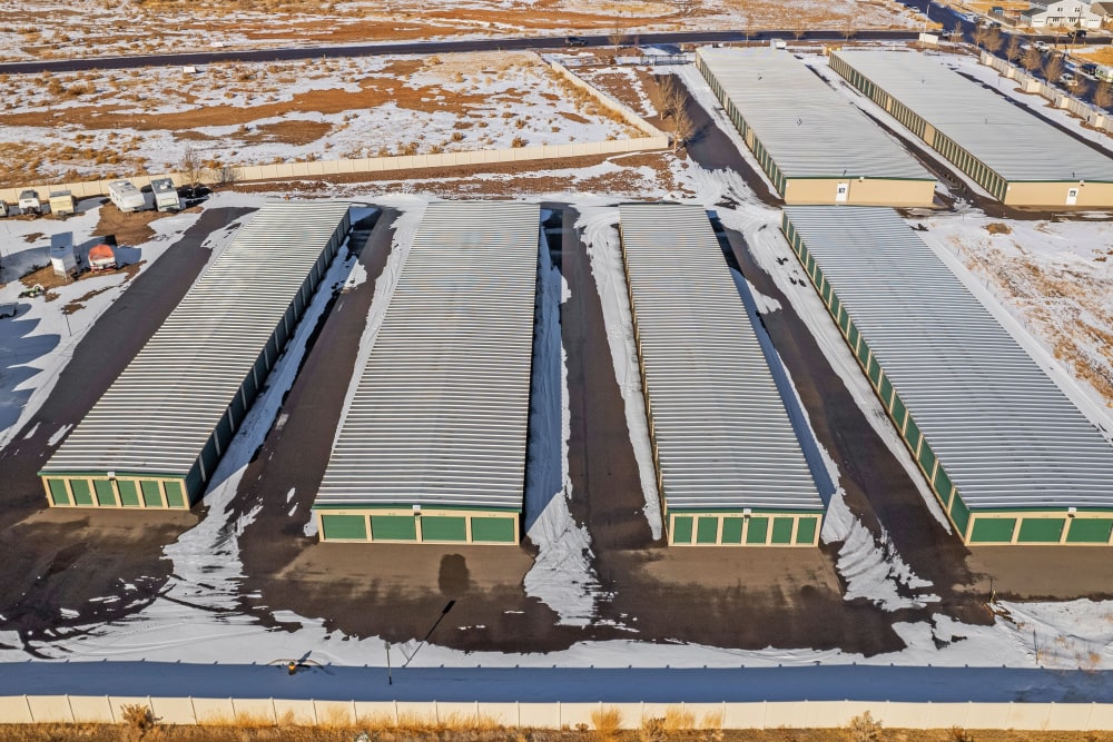 Aerial view of the facility at Storage Star Laramie in Laramie, Wyoming