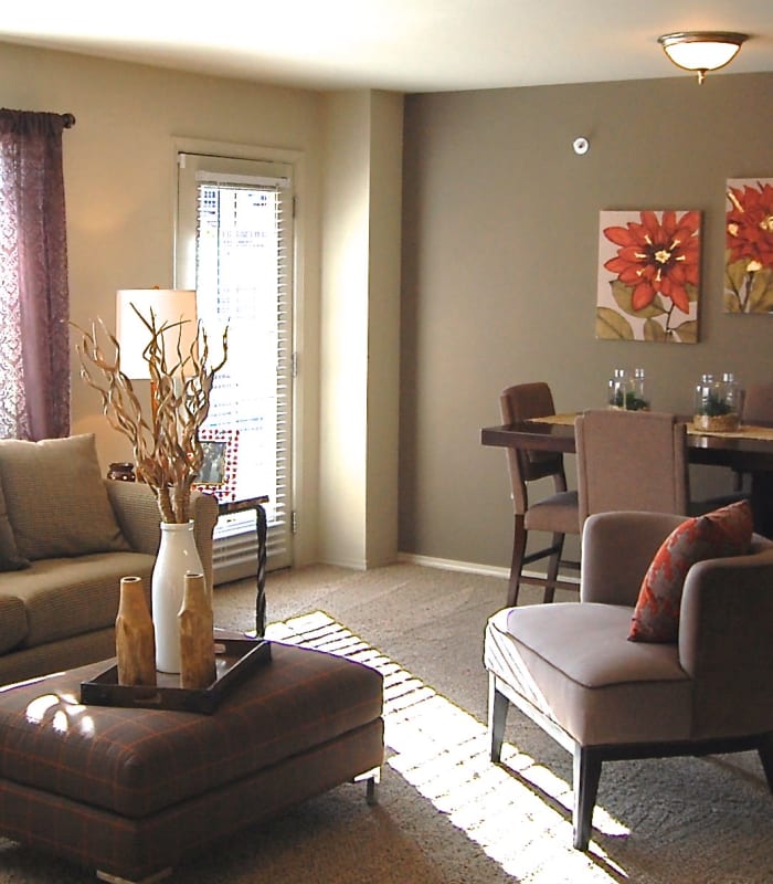 Spacious living room with large windows at Park at Coulter in Amarillo, Texas
