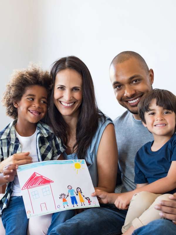 A happy family in a home at Belle Meadow in Asheville, North Carolina