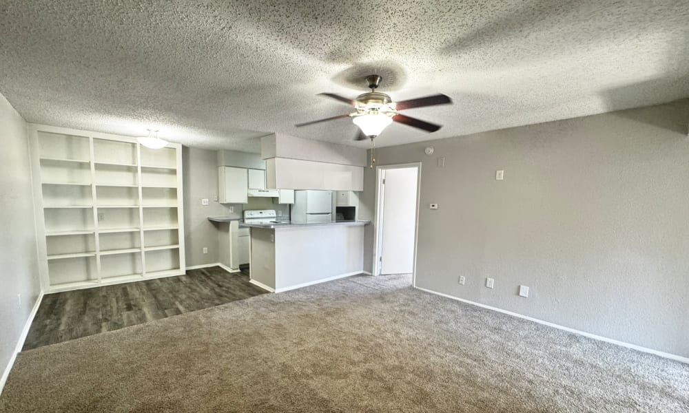Living room at Santa Fe Apartments in Dallas, Texas