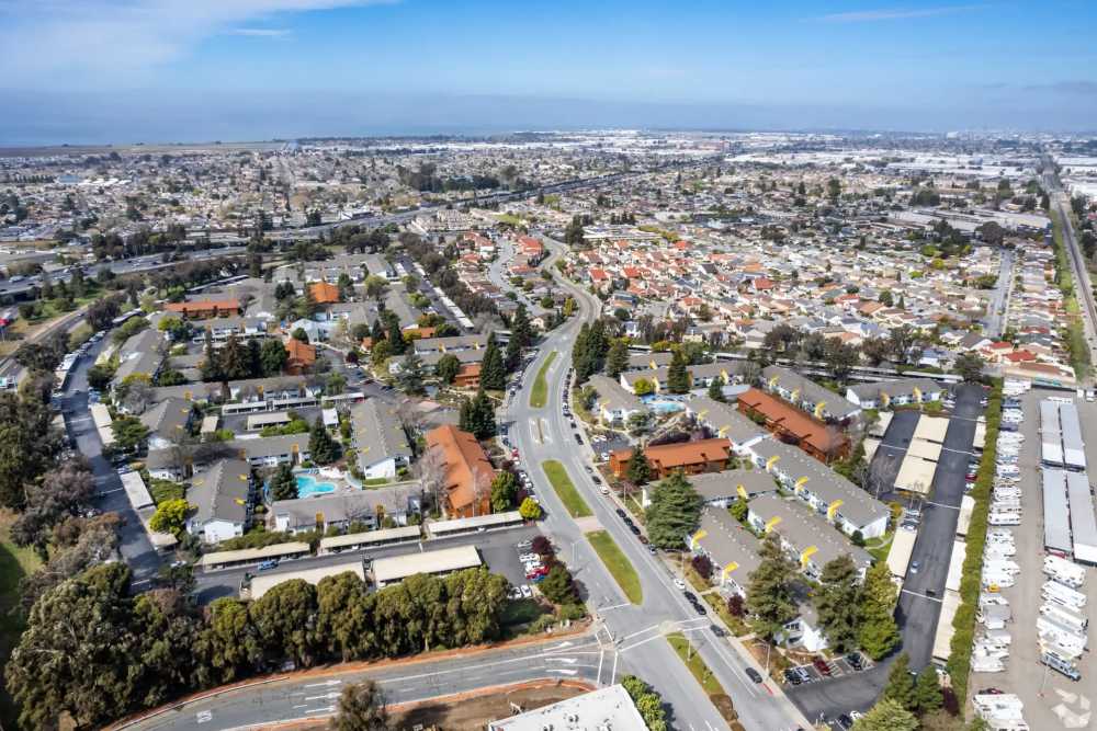 Aerial view of Lakeside Village in San Leandro, California