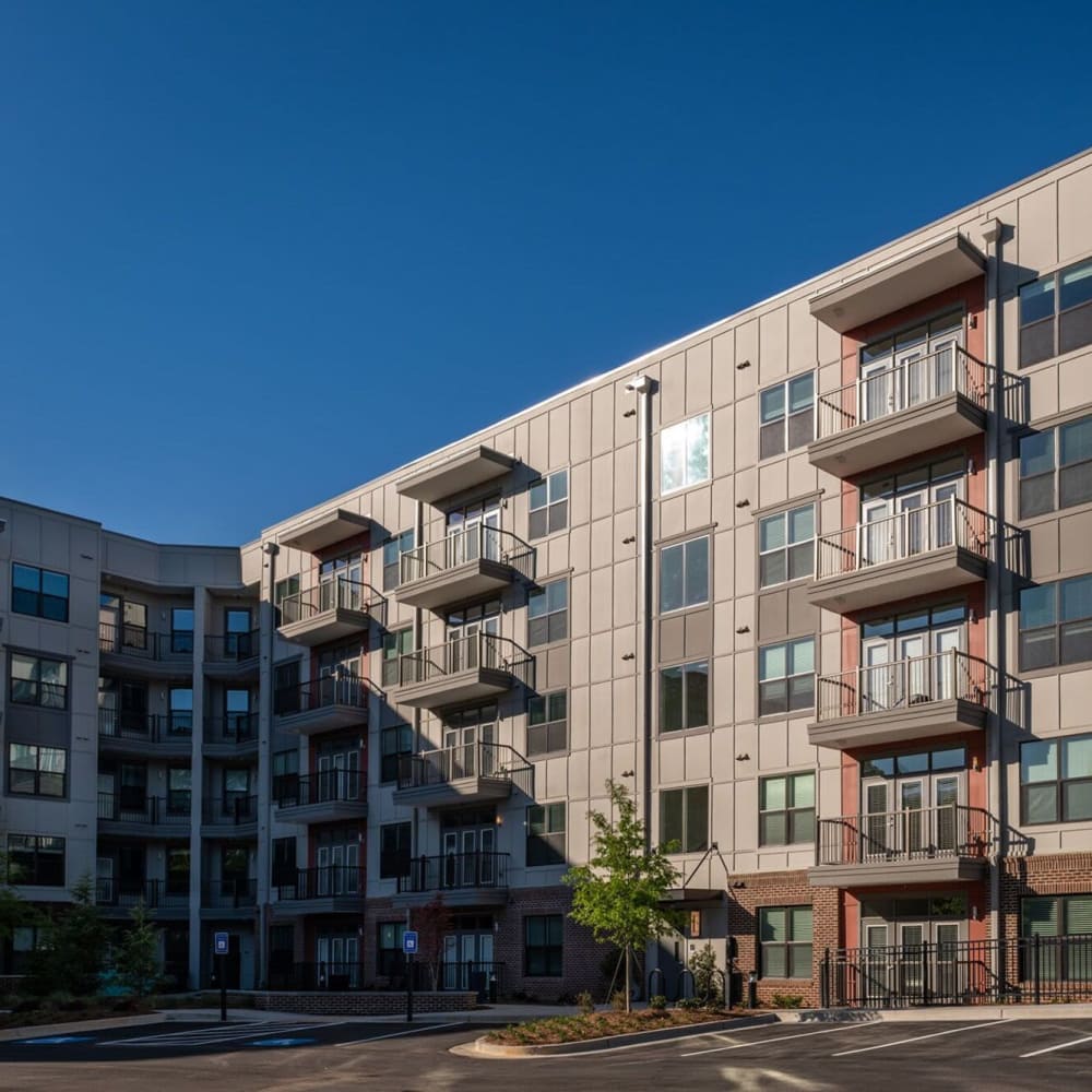 Exterior of apartment budling atSiena Suwanee Town Center in Suwanee, Georgia