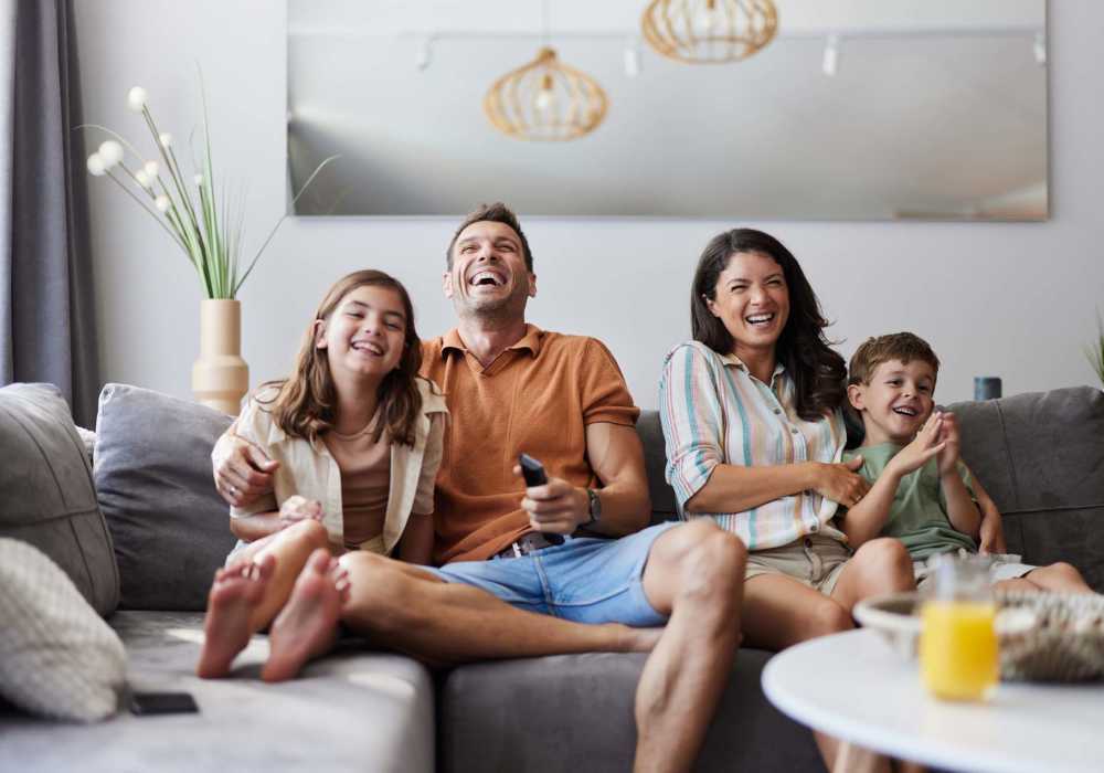 Happy resident family at Dunbar Apartments in Lexington, North Carolina