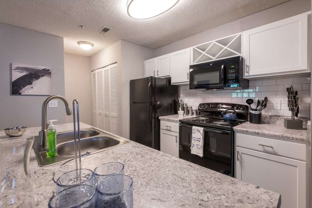 Modern kitchen with major appliances at Bridgeport in Raleigh, North Carolina