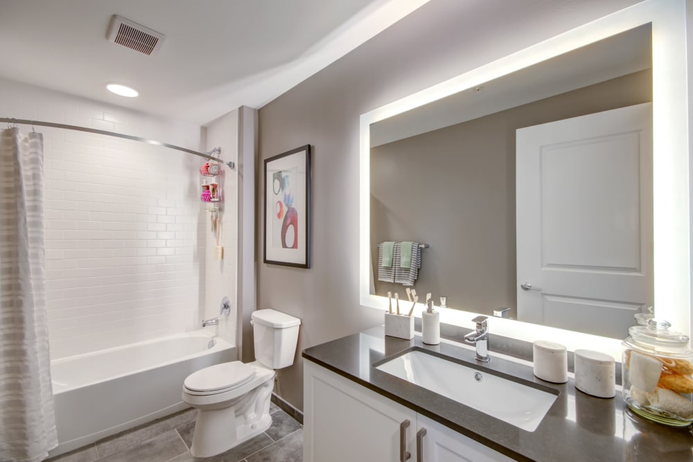 Back lit bathroom mirror at Harlow in Washington, District of Columbia