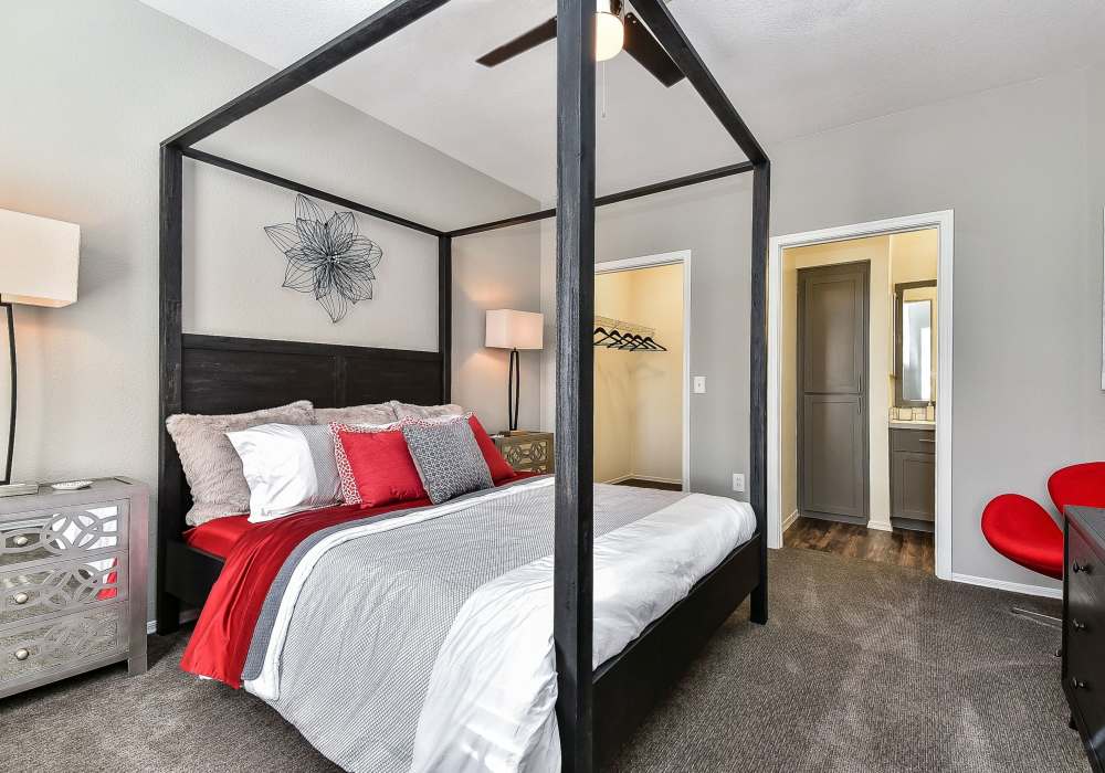 Model bedroom at Luxe @ Ocotillo in Chandler, Arizona