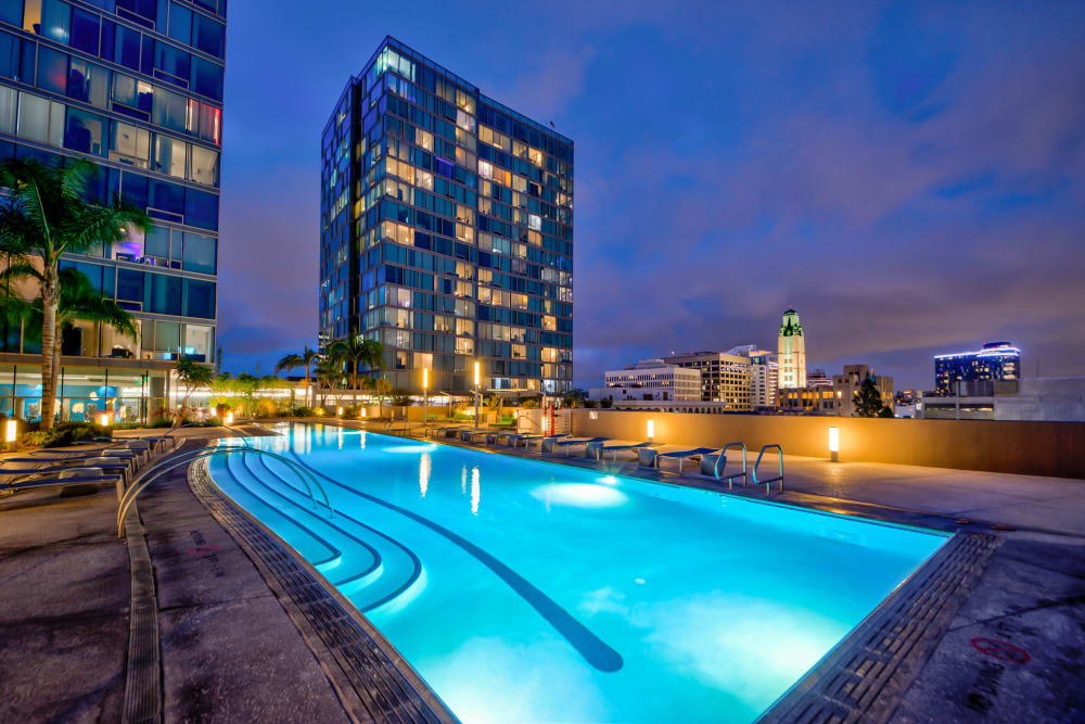 Sparkling resort-inspired swimming pool at The Vermont in Los Angeles, California