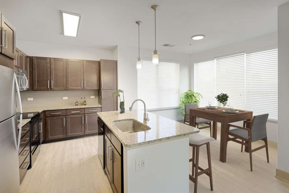 Modern open kitchen at Helios in Englewood, Colorado