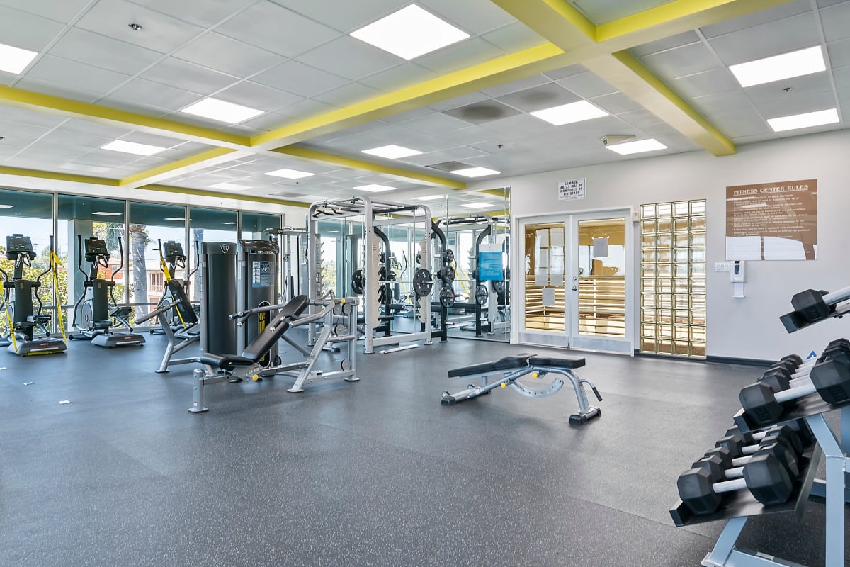 Resident fitness center at Westside Terrace, Los Angeles, California