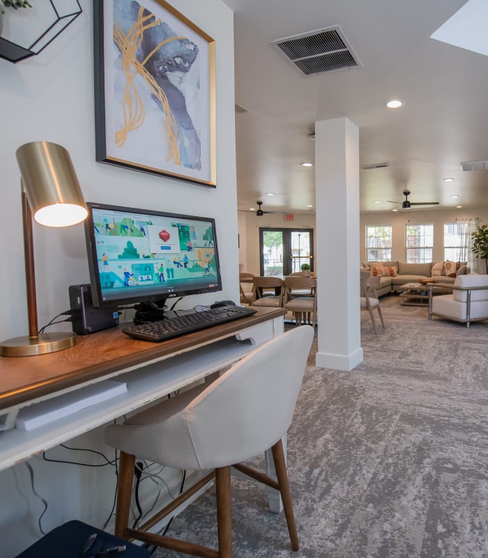 Communal computer area at Huntington Park Apartments in Wichita, Kansas