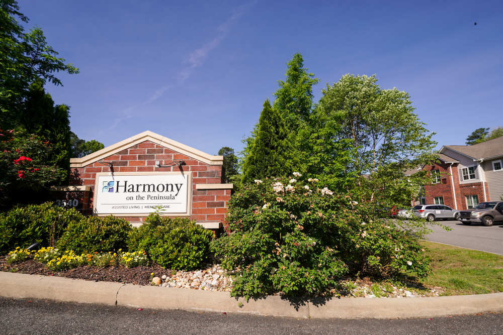 Location sign board at Harmony on the Peninsula in Yorktown, Virginia