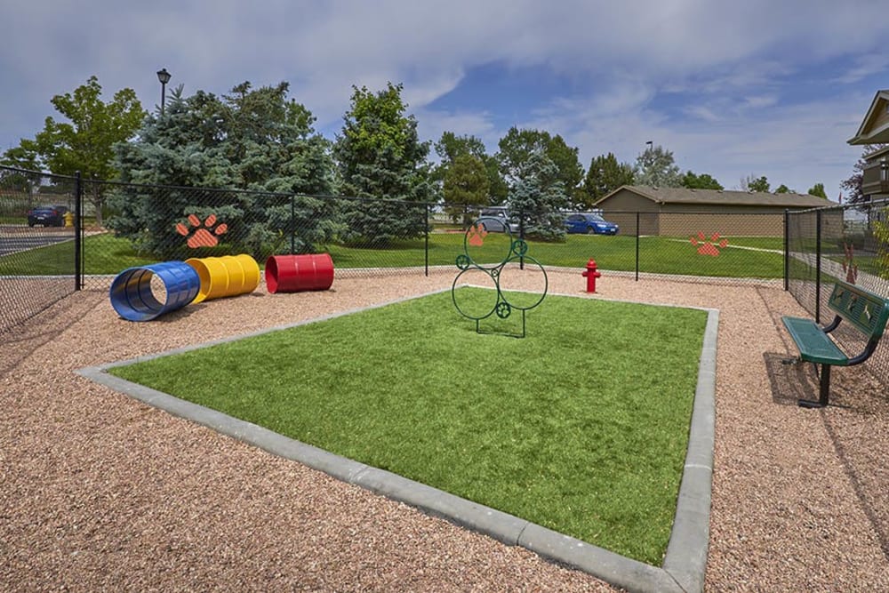 Have fun with your furry friend in the dog park at Crossroads at City Center Apartments in Aurora, Colorado