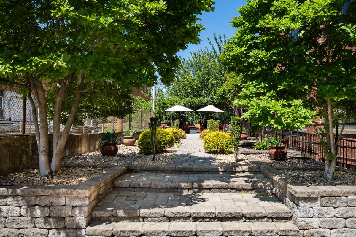 Outdoor lounge at Cotton Mill Lofts in Roanoke Virginia