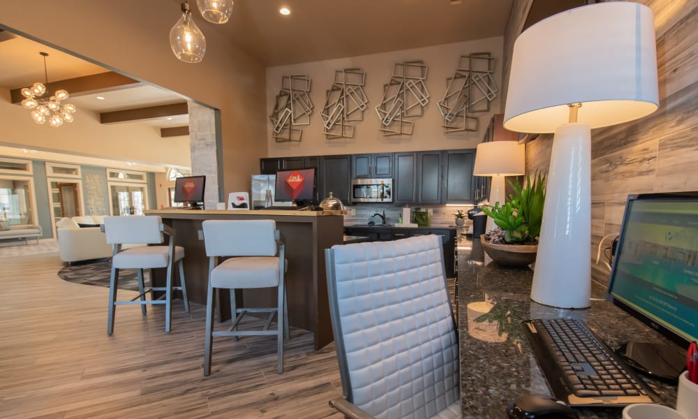 Business center at Portico at Friars Creek Apartments in Temple, Texas