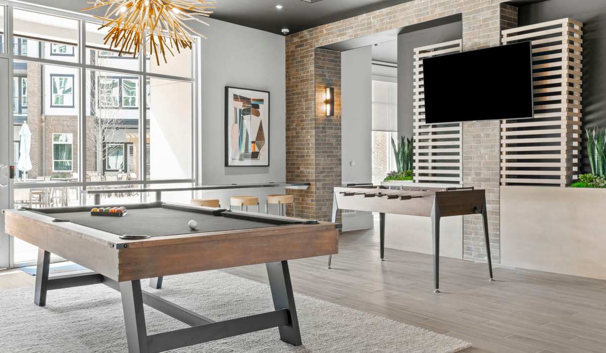 Clubhouse with billiards table at District at 54 in Raleigh, North Carolina