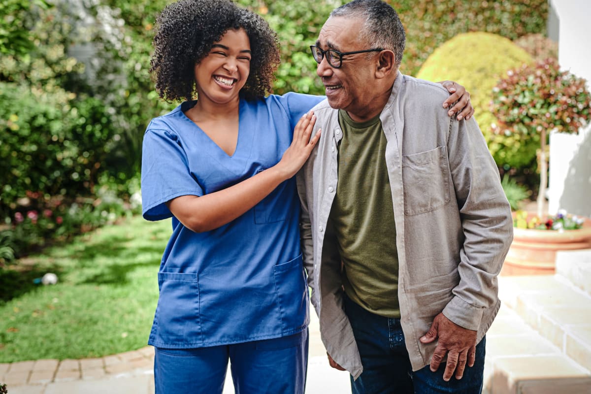Caregiver and resident at Trustwell Living at Kingswood Place in Surprise, Arizona