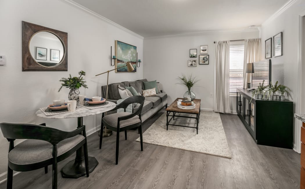Beautiful living room at Landmark Apartments Tuscaloosa in Tuscaloosa, Alabama