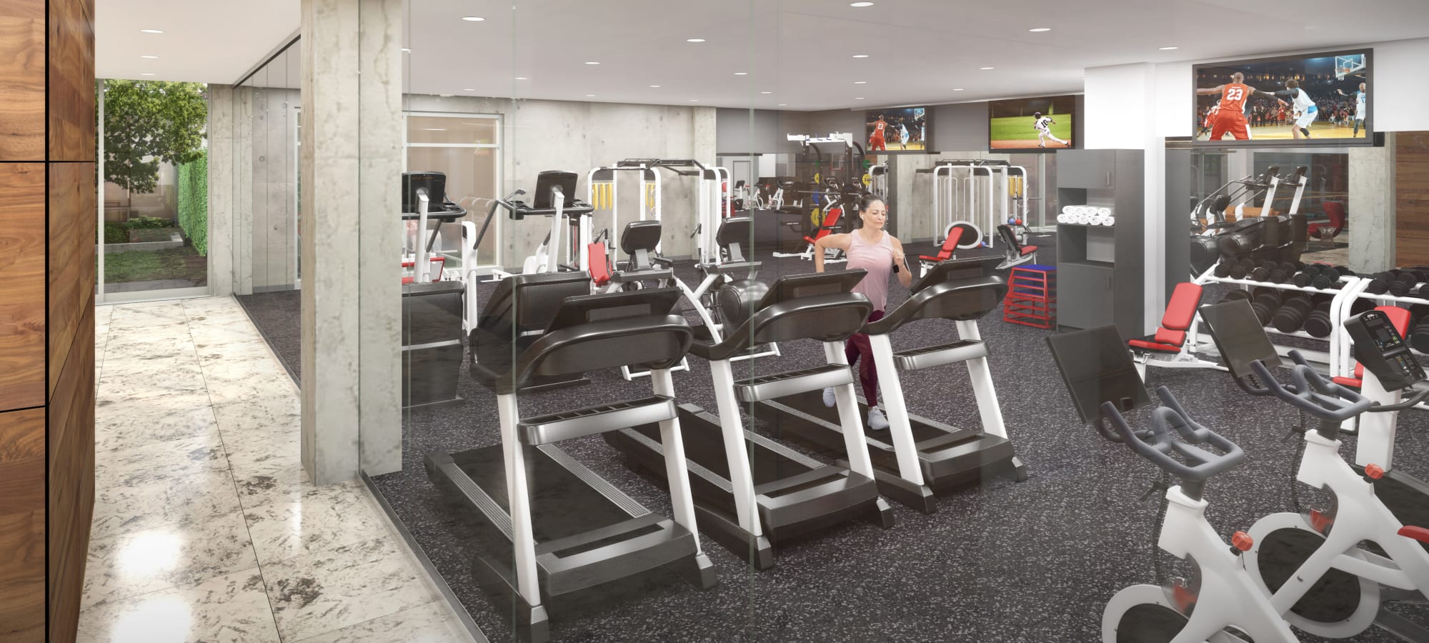 The gym at Optima Verdana® in Wilmette, Illinois