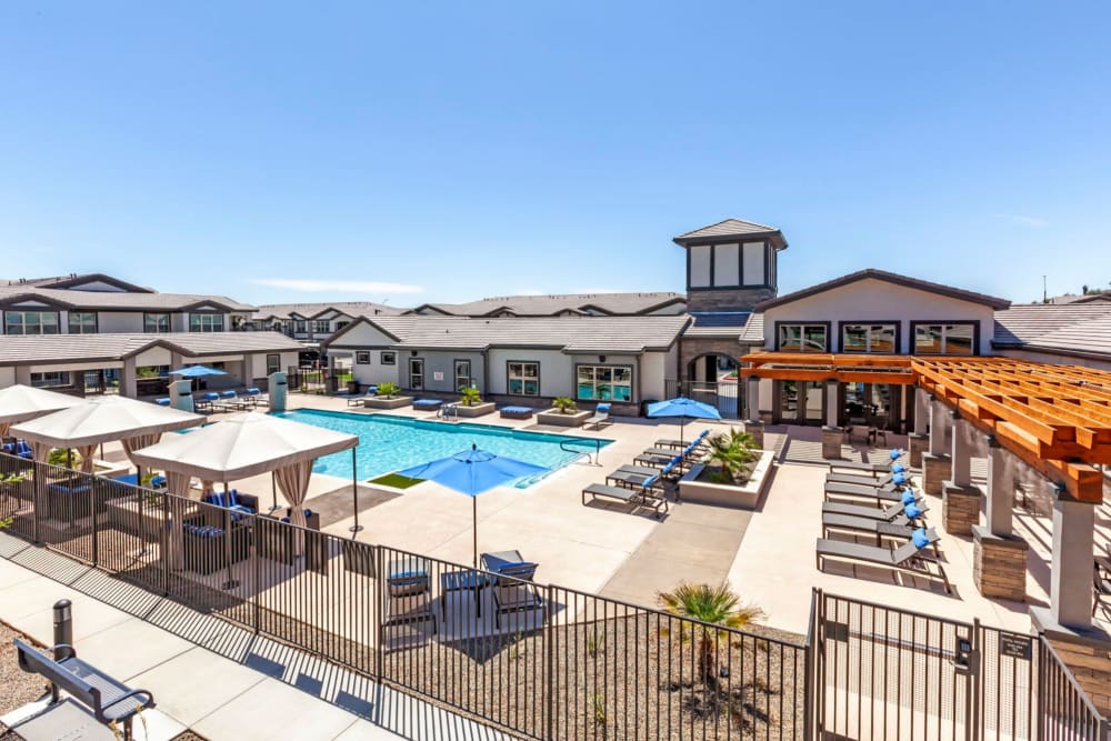 View of our beautiful pool at Senita on Cave Creek in Phoenix, Arizona