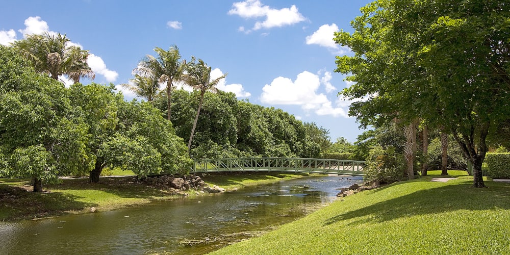 Bridge over the river at Club Mira Lago Apartments in Coral Springs, Florida