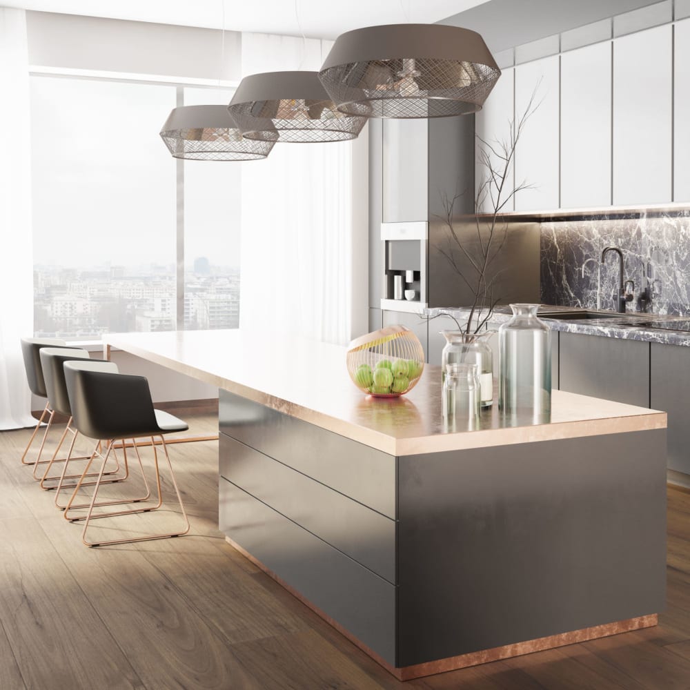 A modern kitchen at Pacific Palms in Stockton, California