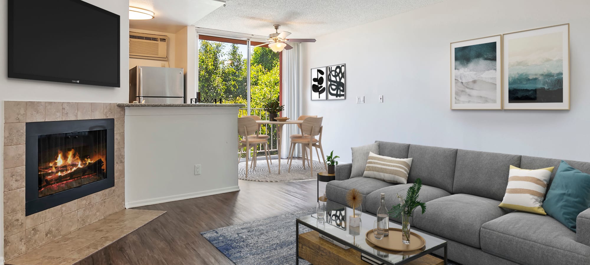 Spacious apartment with fireplace at The Ruby Hollywood, Los Angeles, California