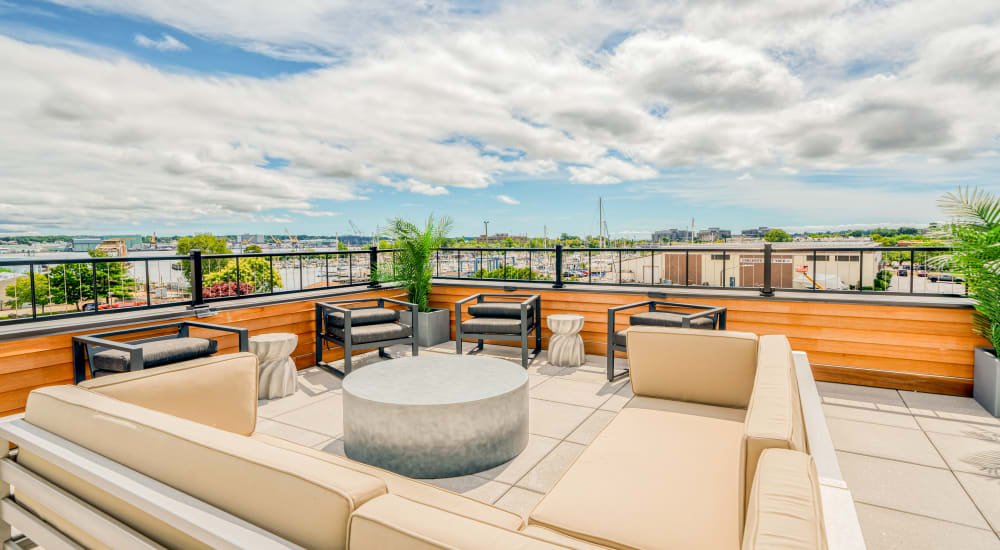 Rooftop deck with amazing view at The Docks in New London, Connecticut