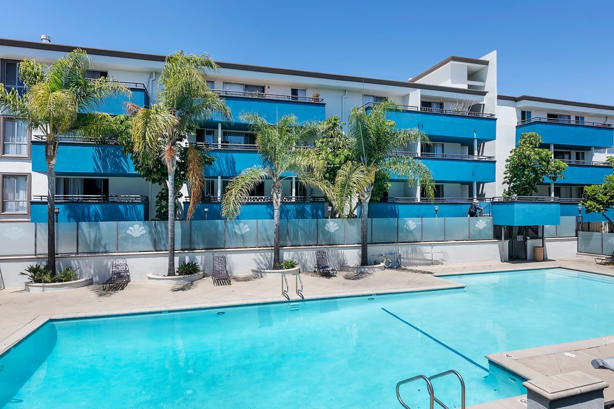 Resort-style pool at Westside Terrace, Los Angeles, California